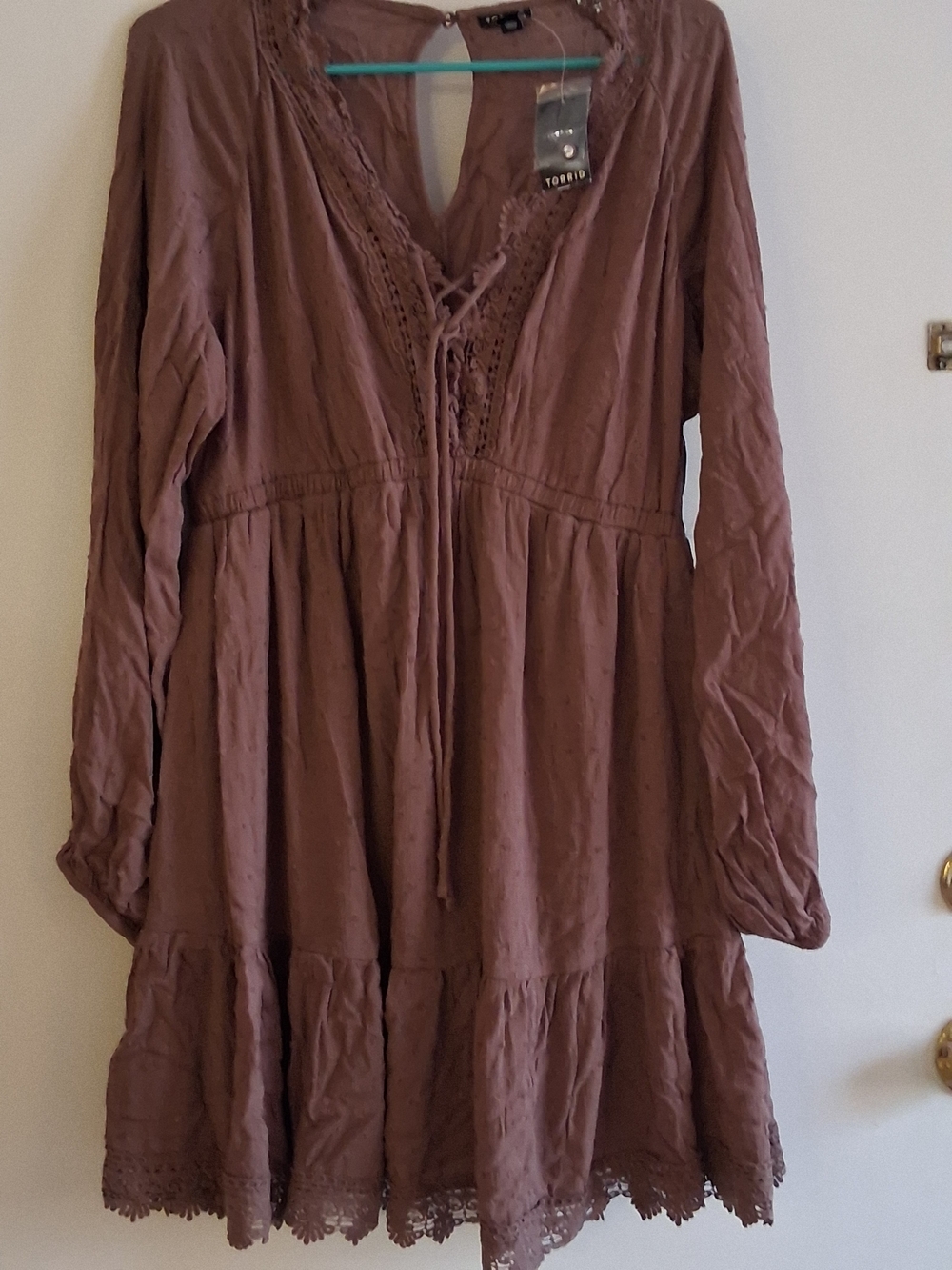 Torrid Girls' Mauve Lace-Trim Peasant Dress